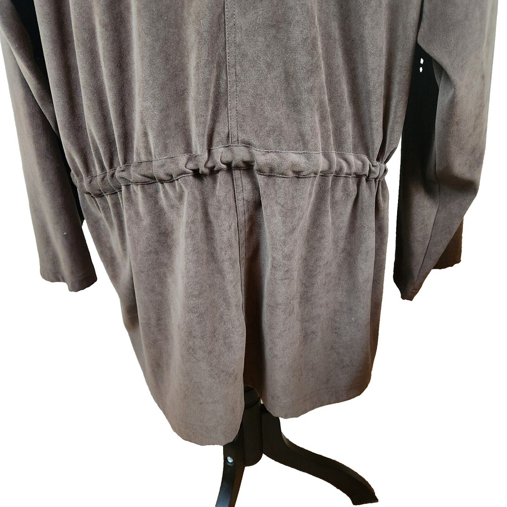 Denim & Co Moleskin Coat Womens Plus Sz 1X Brown 4 Pocket Button Front Jacket - Picture 12 of 16
